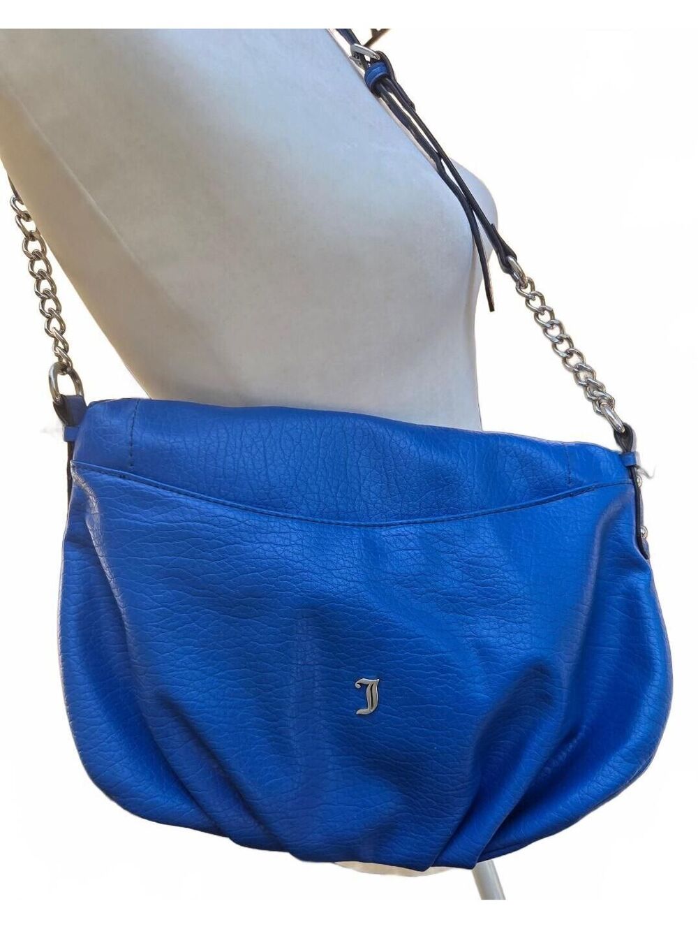 Juicy Couture y2k Blue Faux Leather Chain Crossbody Handbag Flap Shoulder Bag - Picture 6 of 9